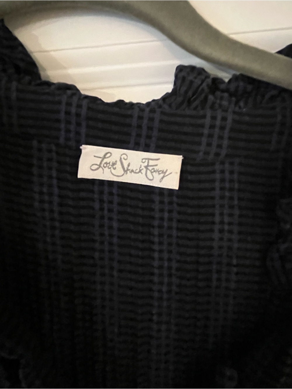 LoveShackFancy Navy Textured Ruffled Shirt - Picture 2 of 8